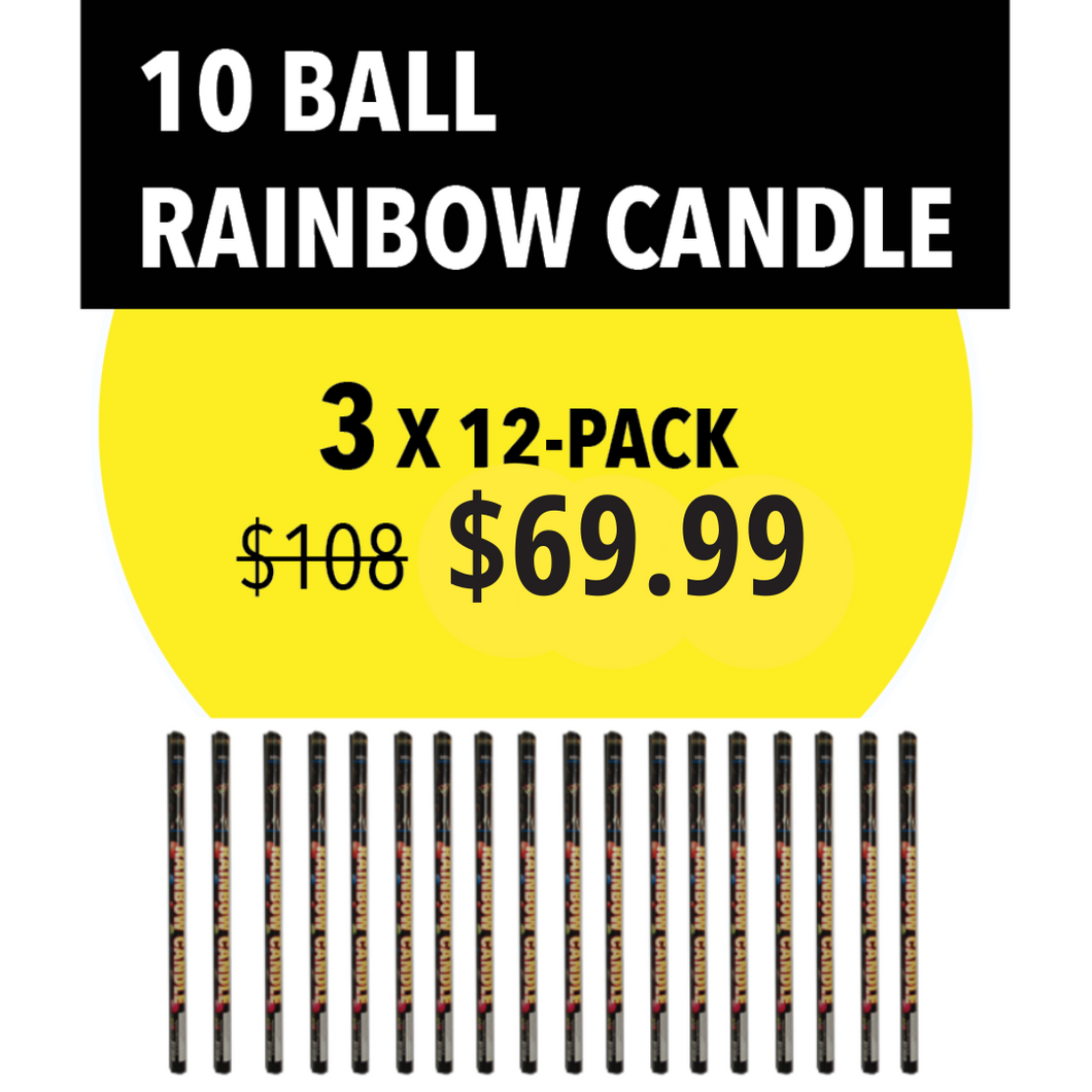 10 Ball Rainbow Candle - Bulk Deal (3 packs of 12)